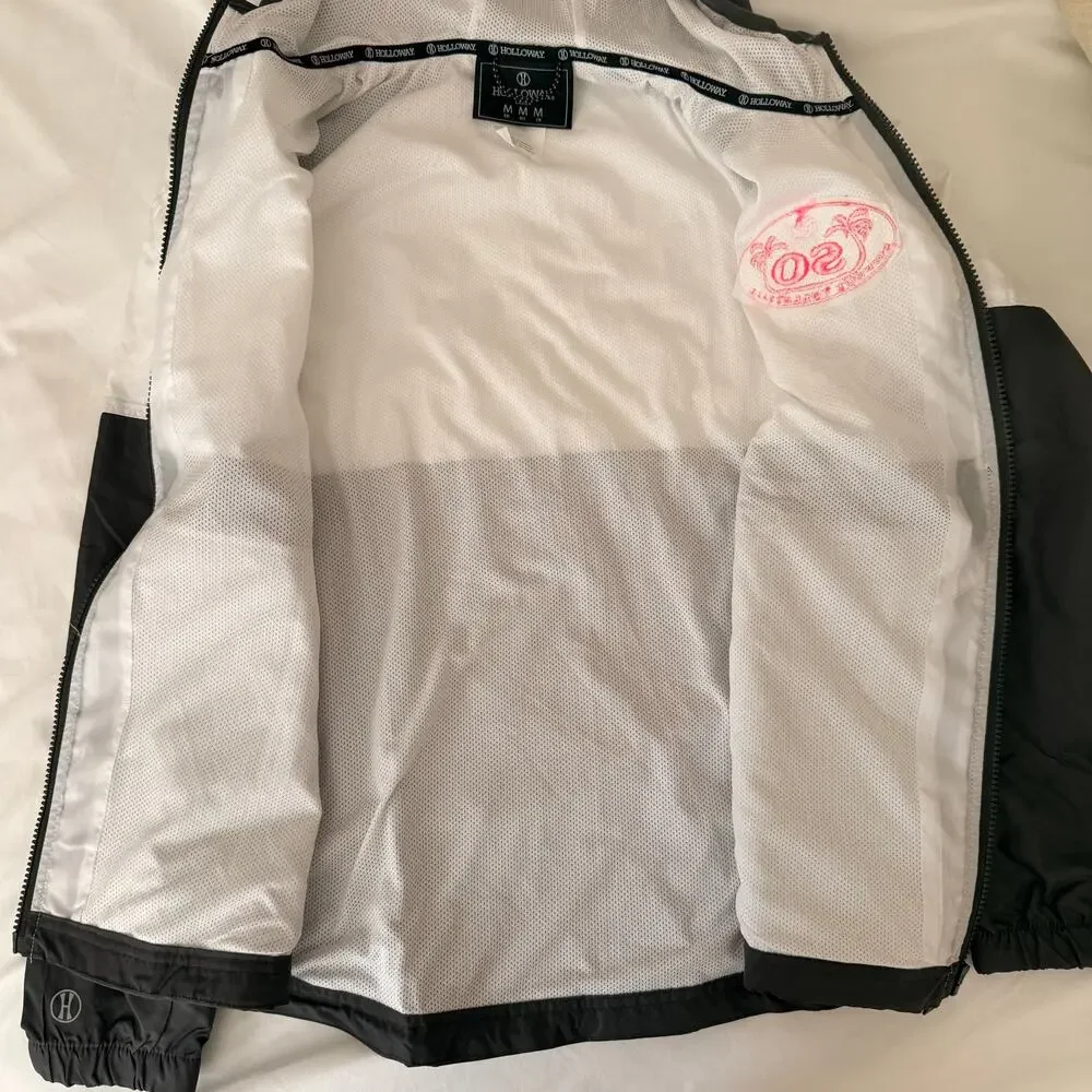 Holloway Women’s Rain Jacket M White Gray Hooded Windbreaker Pink Volleyball - Picture 11 of 12